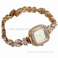 Women watches with glass diamond, square case, fashionable, OEM available